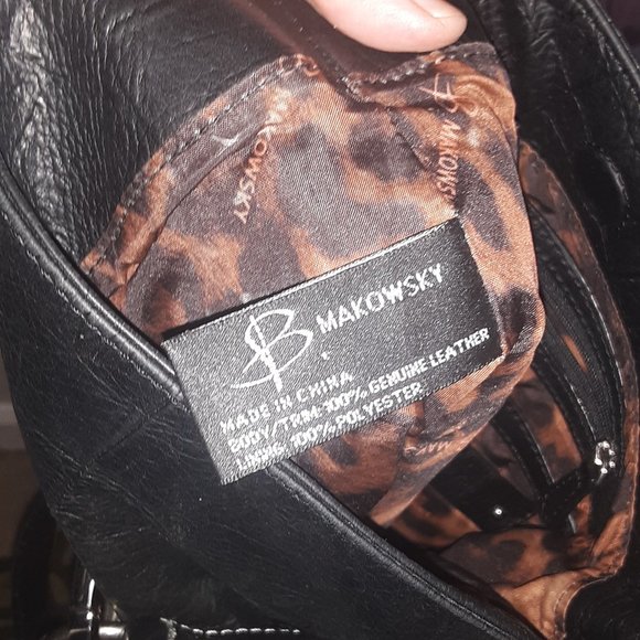 B. MAKOWSKY Black Genuine Pebble Leather Silver Hardware - Picture 10 of 13